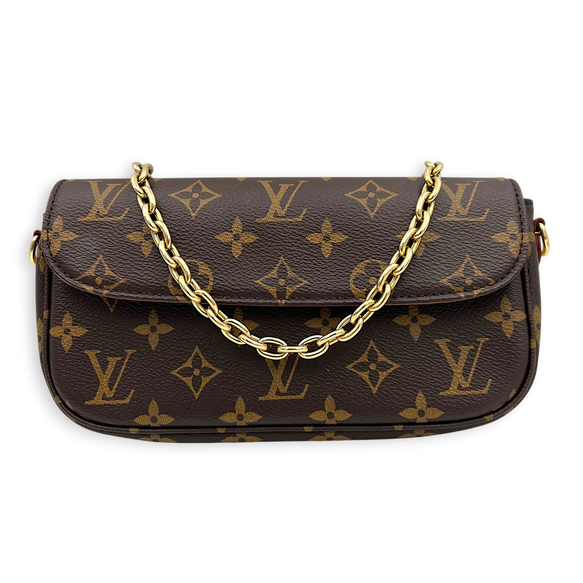 Ivy Wallet On Chain in Monogram Coated Canvas, Gold hardware
