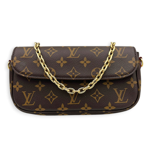 Ivy Wallet On Chain in Monogram Coated Canvas, Gold hardware