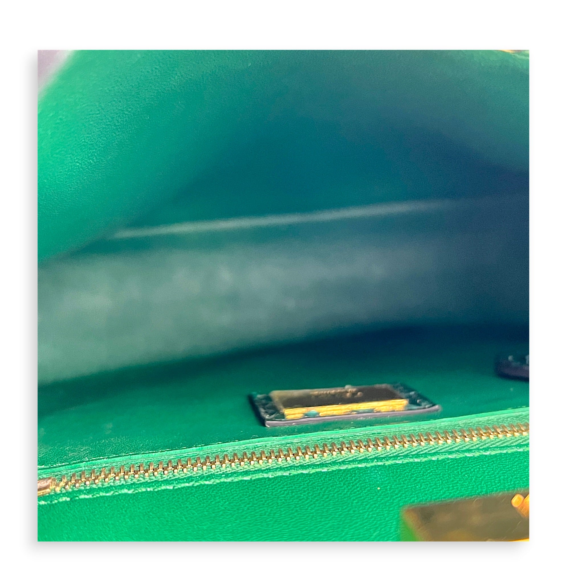 Peekaboo Top Handle Bag Green in Python Leather, Gold hardware