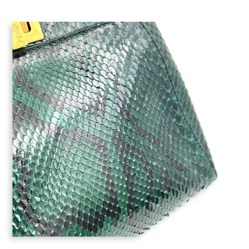 Peekaboo Top Handle Bag Green in Python Leather, Gold hardware