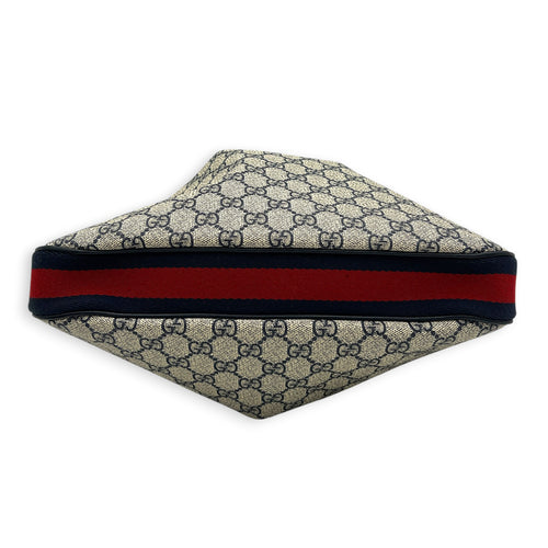 Attache Shoulder Bag Medium Grey in Coated Canvas, Silver hardware
