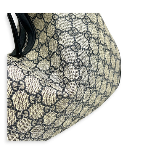 Attache Shoulder Bag Medium Grey in Coated Canvas, Silver hardware
