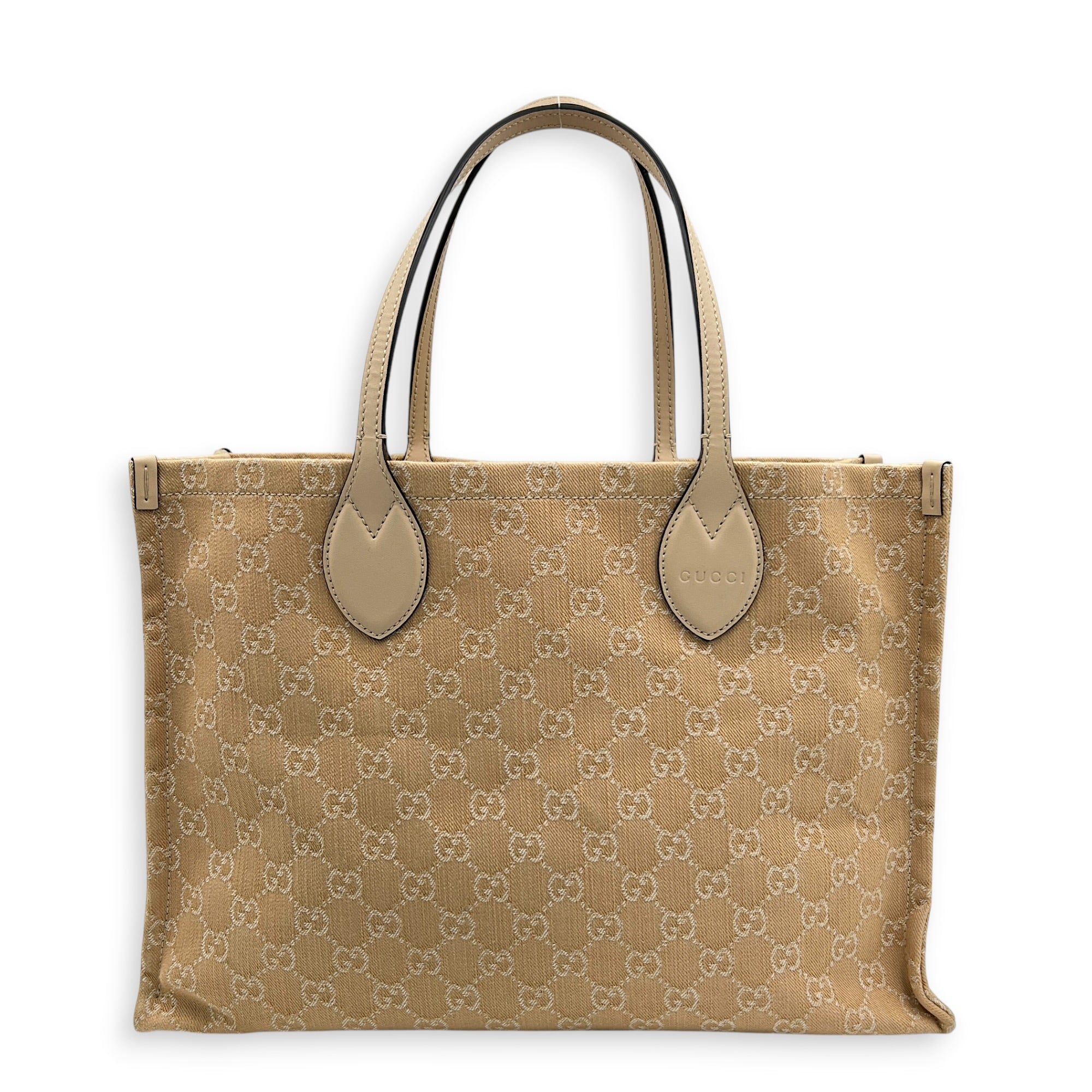 Ophidia Brown Tote Bag in Denim, Gold hardware