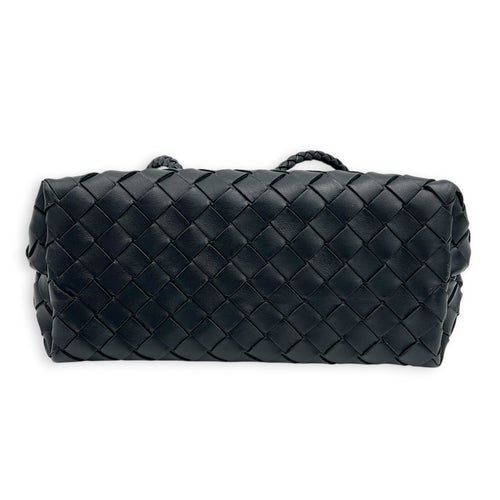Andiamo Small Black Shoulder Bag in Lambskin, Silver hardware