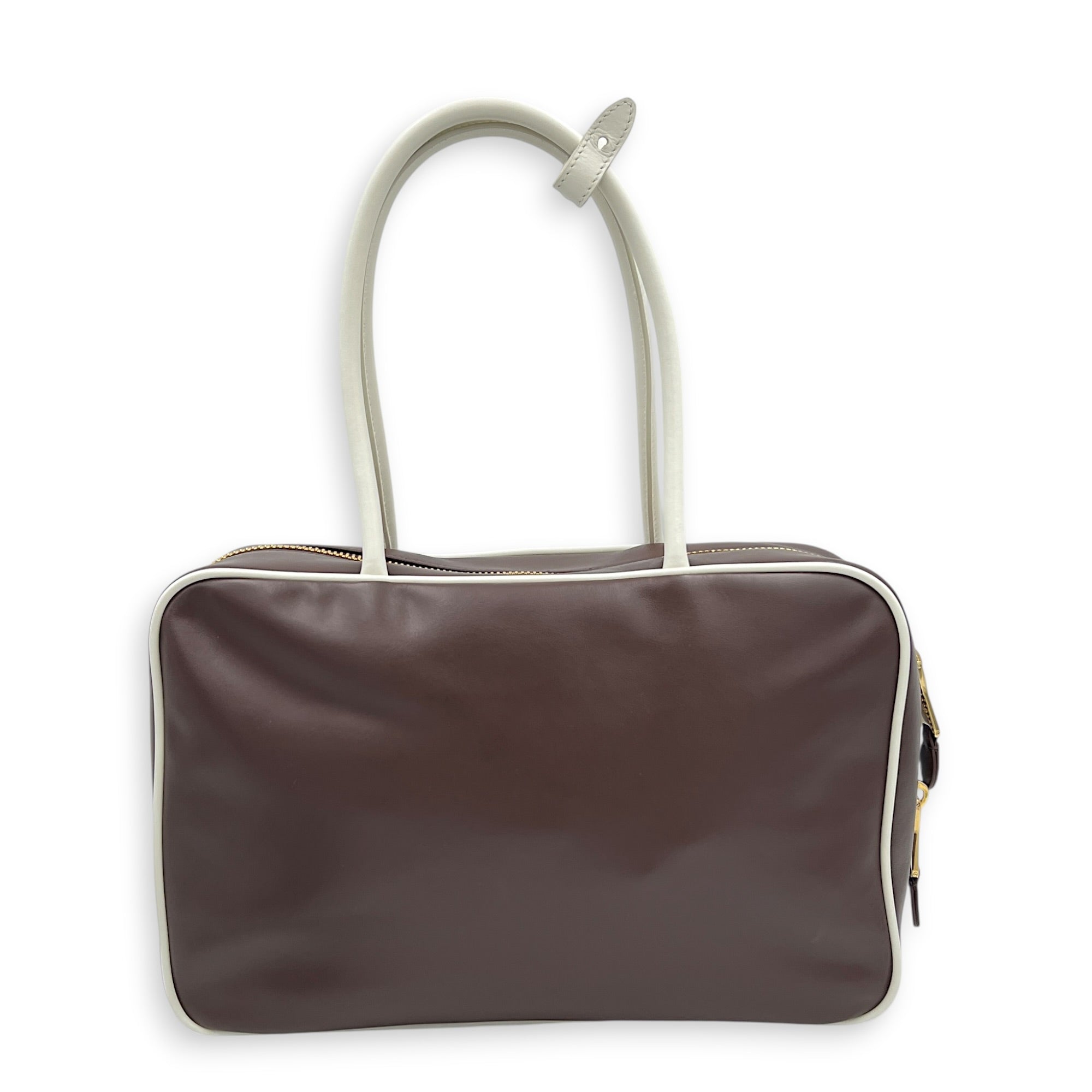 Beau Brown Top Handle Bag in Lambskin, Gold hardware