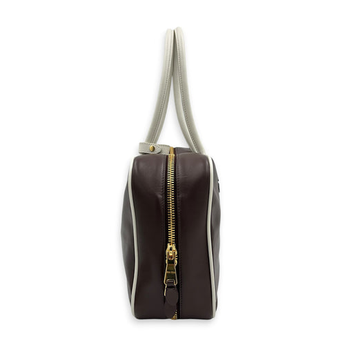 Beau Brown Top Handle Bag in Lambskin, Gold hardware