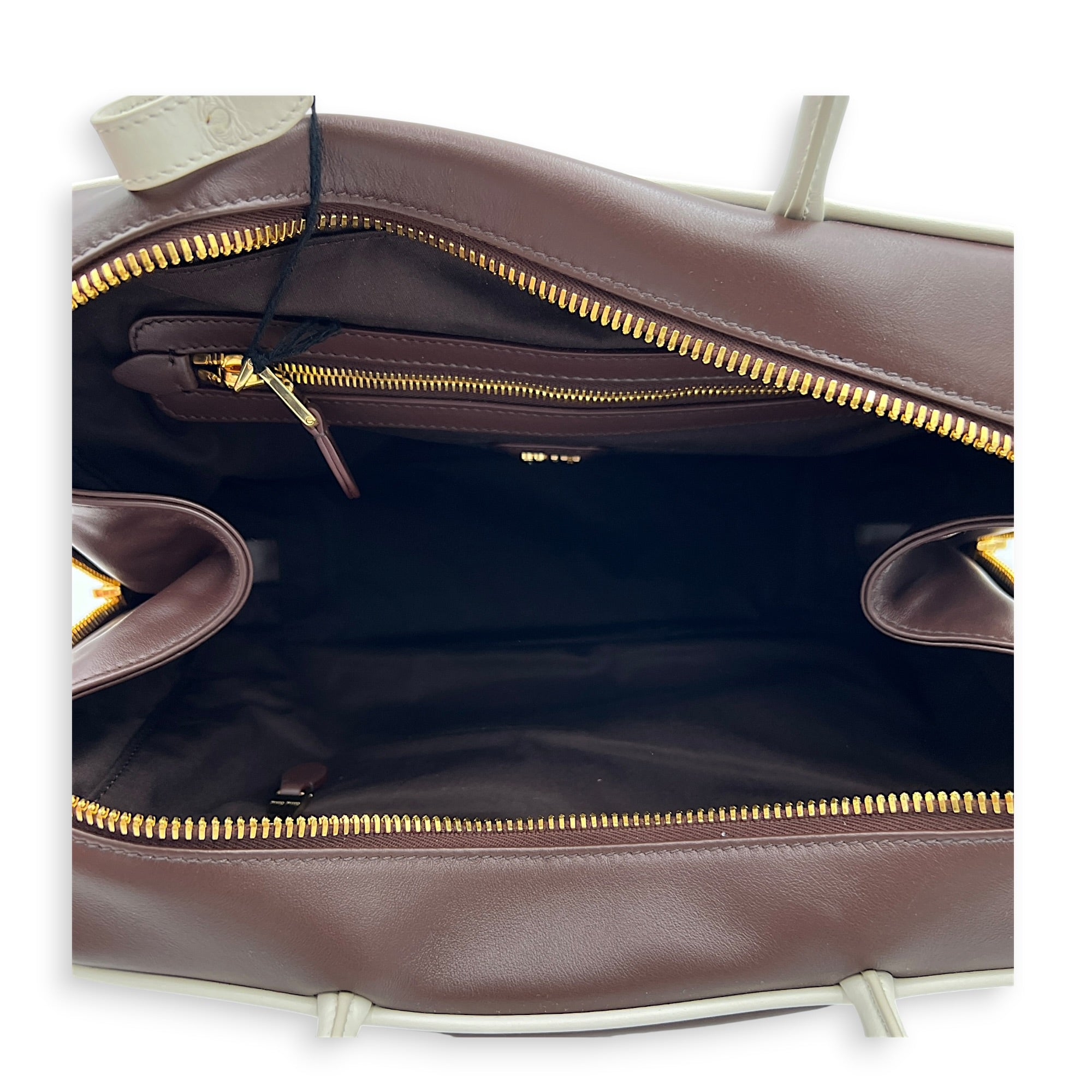 Beau Brown Top Handle Bag in Lambskin, Gold hardware