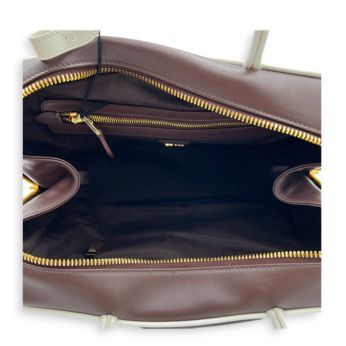 Beau Brown Top Handle Bag in Lambskin, Gold hardware