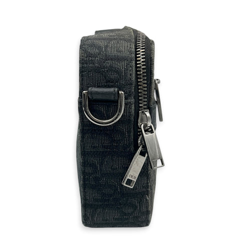 Safari Shoulder Bag Black in Canvas, Silver hardware