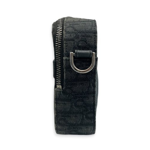 Safari Shoulder Bag Black in Canvas, Silver hardware