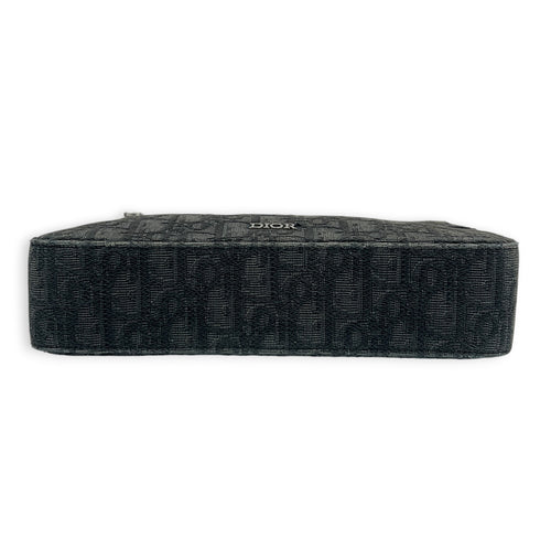 Safari Shoulder Bag Black in Canvas, Silver hardware