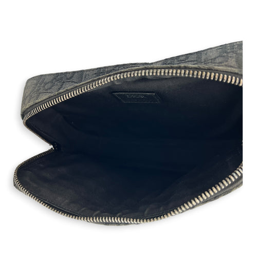 Safari Shoulder Bag Black in Canvas, Silver hardware