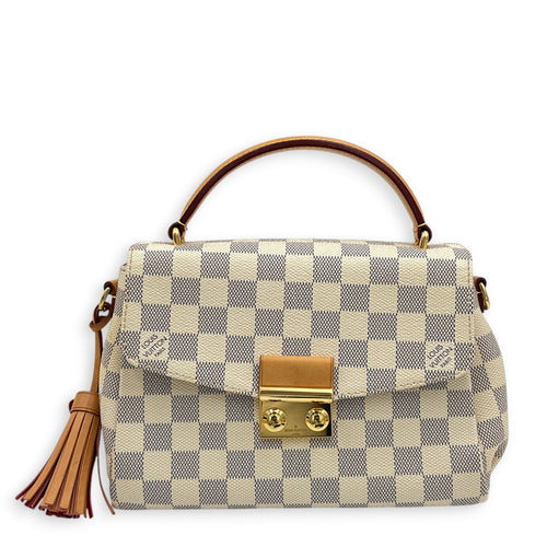 Croisette Top Handle Bag White in Coated Canvas, Gold hardware