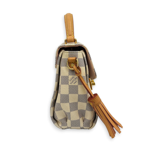 Croisette Top Handle Bag White in Coated Canvas, Gold hardware