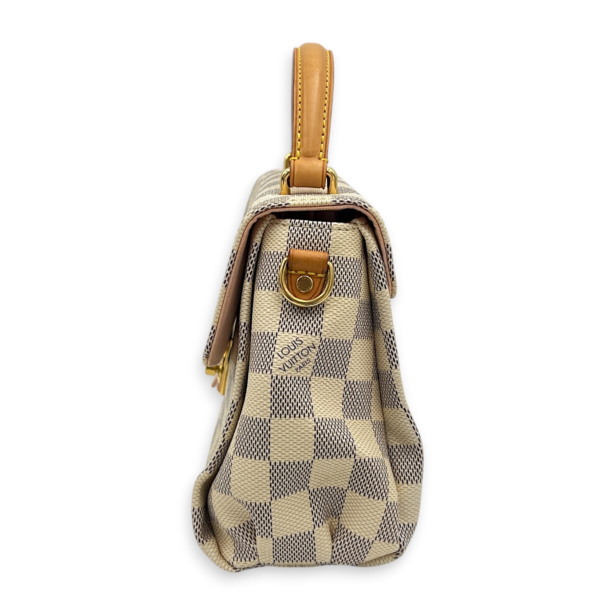 Croisette Top Handle Bag White in Coated Canvas, Gold hardware