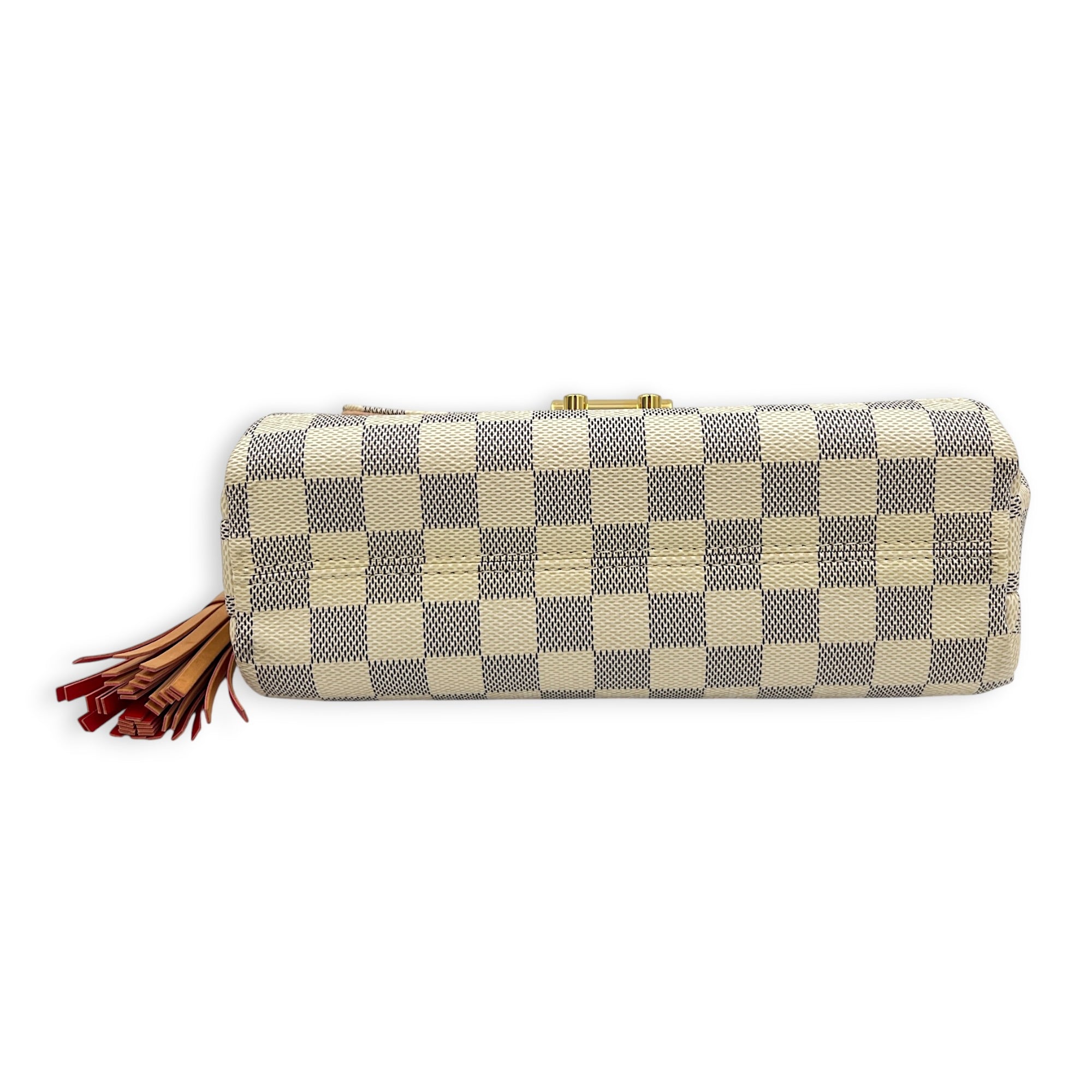 Croisette Top Handle Bag White in Coated Canvas, Gold hardware