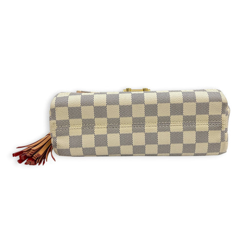 Croisette Top Handle Bag White in Coated Canvas, Gold hardware