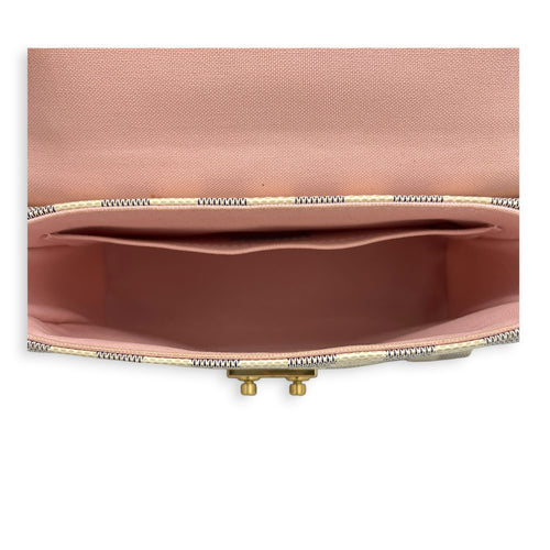 Croisette Top Handle Bag White in Coated Canvas, Gold hardware