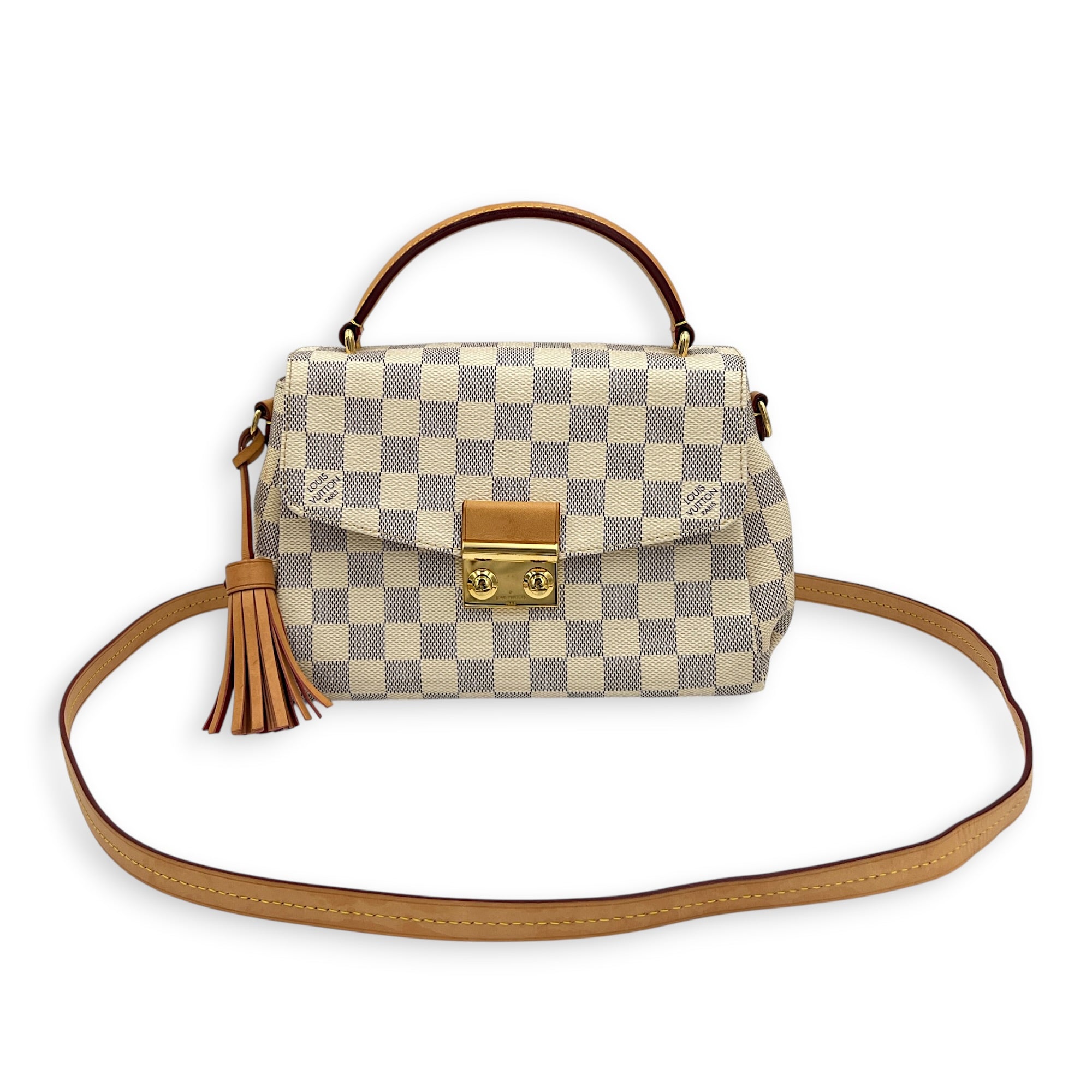 Croisette Top Handle Bag White in Coated Canvas, Gold hardware