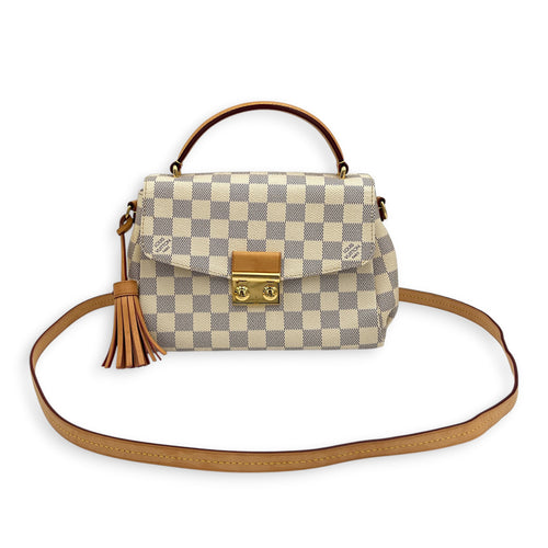 Croisette Top Handle Bag White in Coated Canvas, Gold hardware