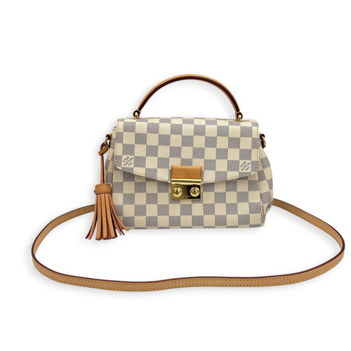 Croisette Top Handle Bag White in Coated Canvas, Gold hardware