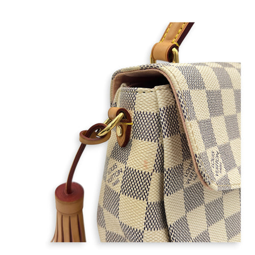 Croisette Top Handle Bag White in Coated Canvas, Gold hardware
