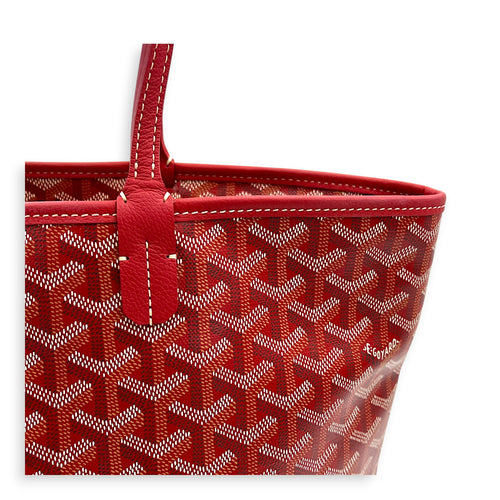 Artois Tote Bag Red in Coated Canvas, Silver hardware