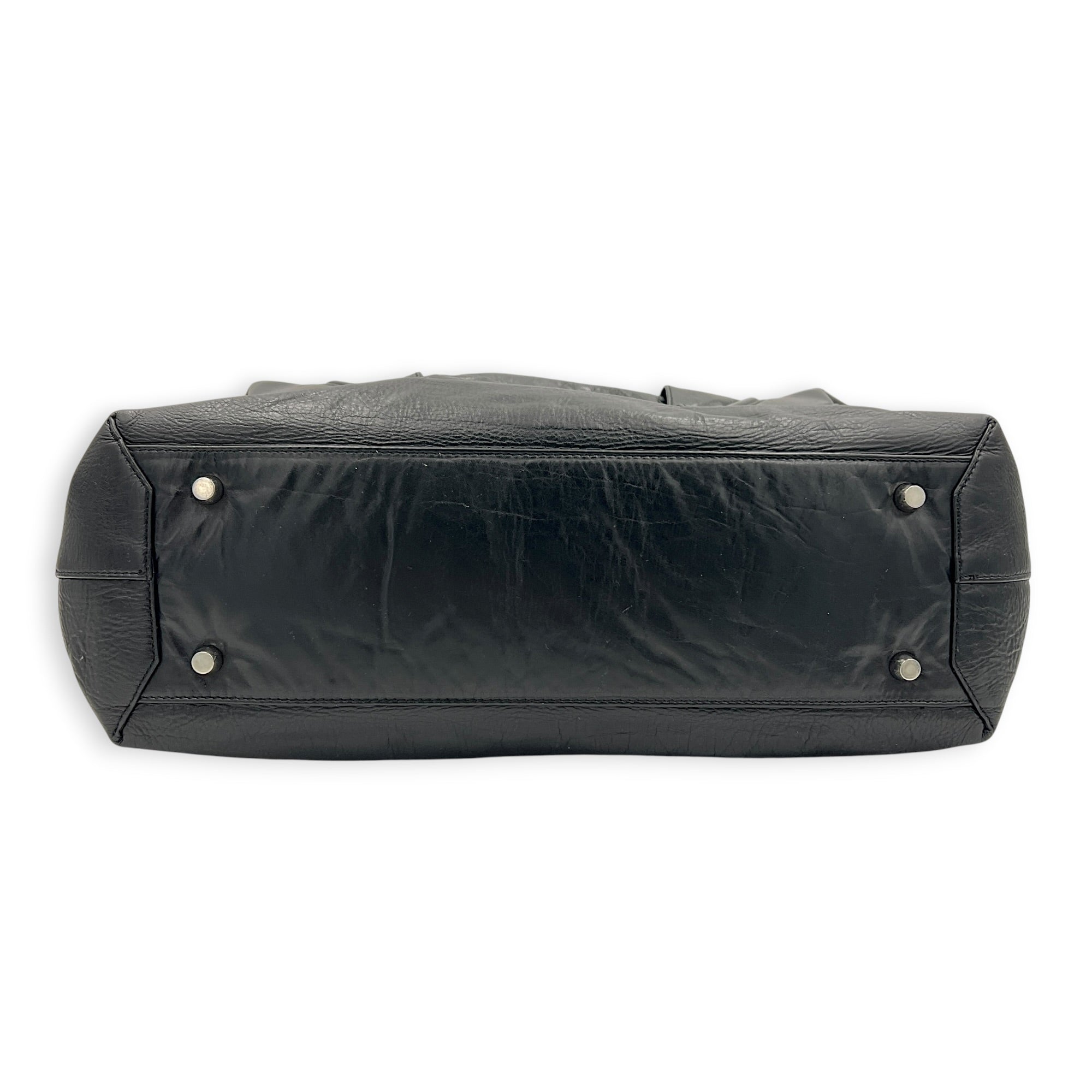 Arco Shoulder Bag Large Black in Calfskin, Silver hardware
