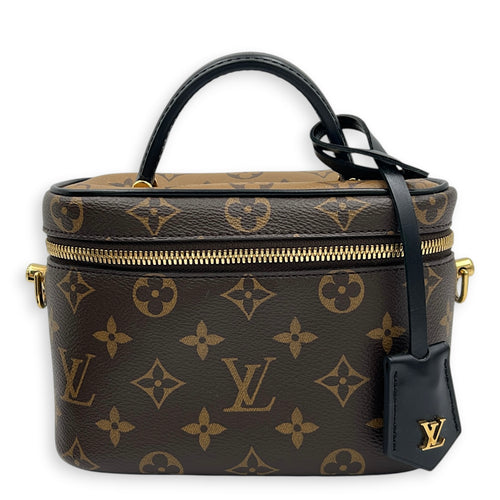 Vanity Top Handle Bag Brown in Monogram Coated Canvas, Gold hardware