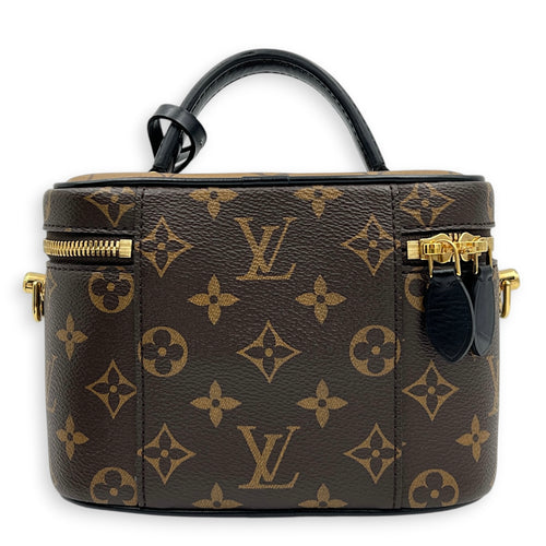 Vanity Top Handle Bag Brown in Monogram Coated Canvas, Gold hardware