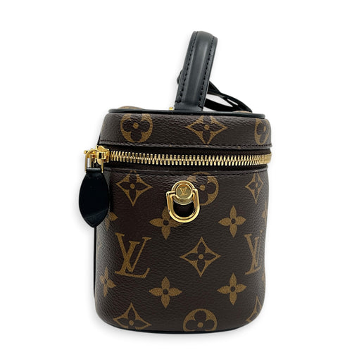 Vanity Top Handle Bag Brown in Monogram Coated Canvas, Gold hardware