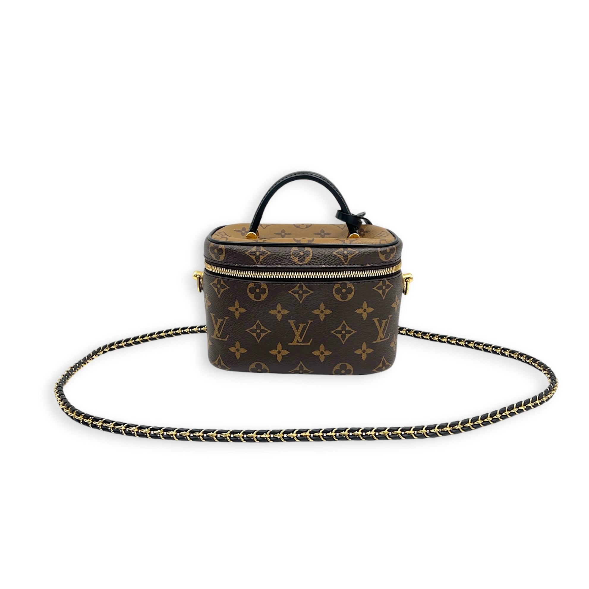 Vanity Top Handle Bag Brown in Monogram Coated Canvas, Gold hardware