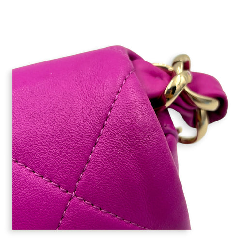 CC Thick Chain Single Flap Shoulder Bag Purple in Lambskin, Gold hardware