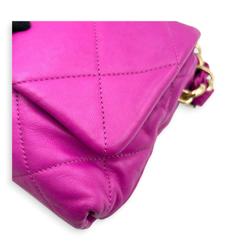 CC Thick Chain Single Flap Shoulder Bag Purple in Lambskin, Gold hardware