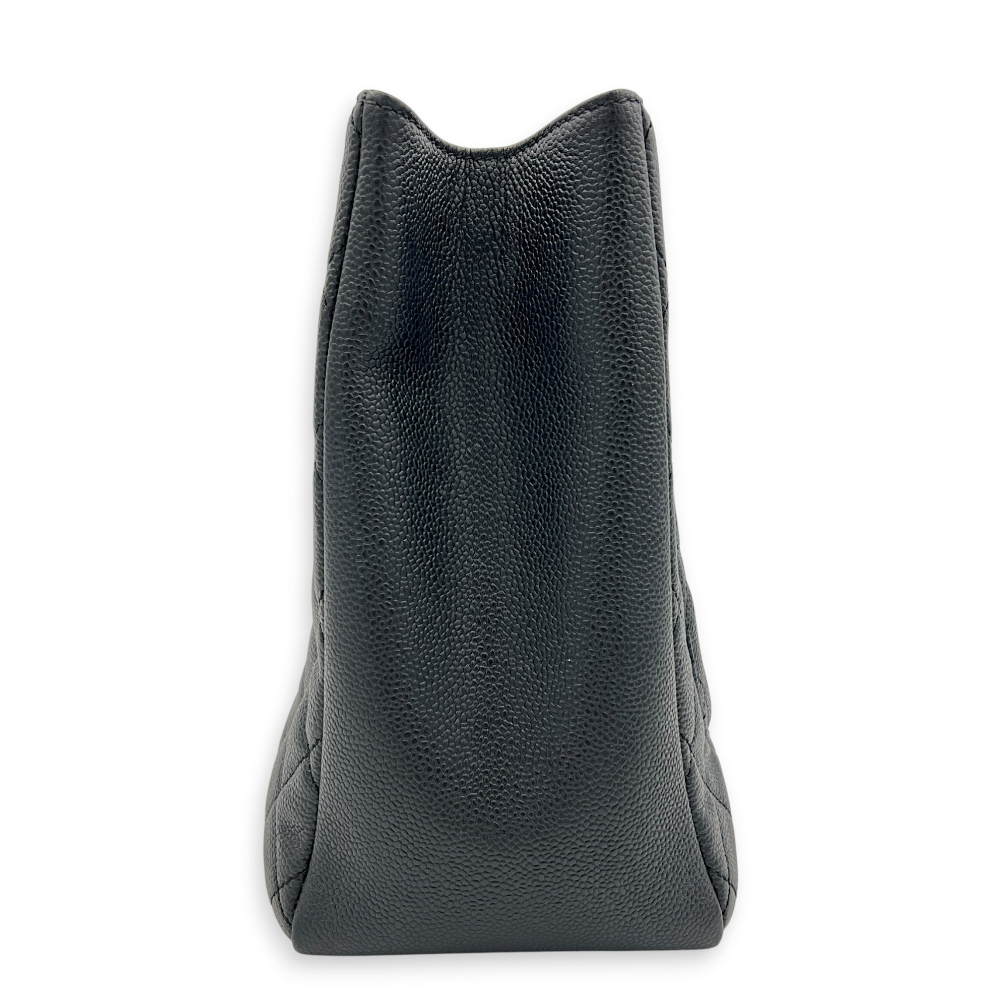GST Tote Bag Black in Caviar Leather, Silver hardware