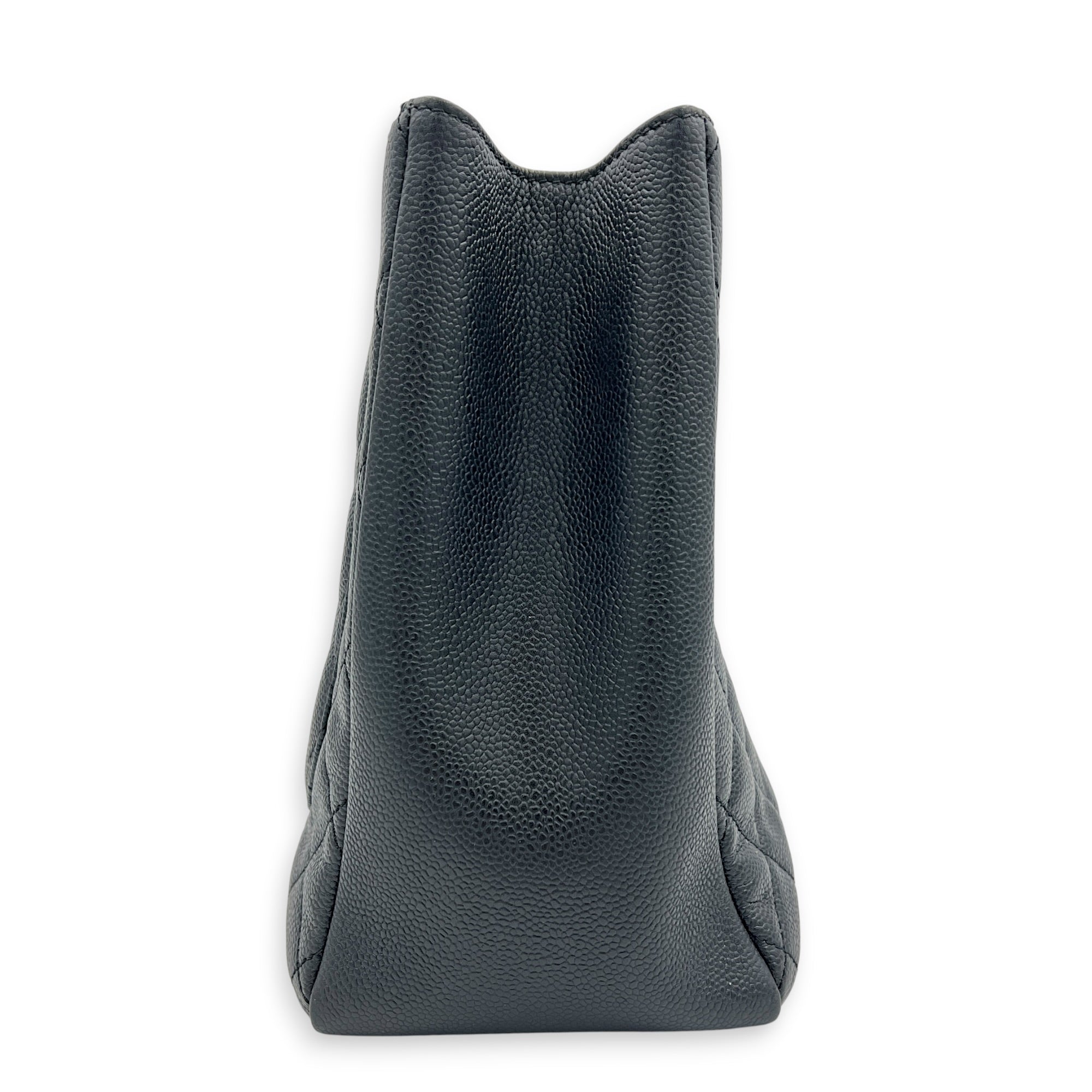 GST Tote Bag Black in Caviar Leather, Silver hardware
