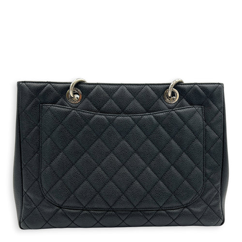 GST Tote Bag Black in Caviar Leather, Silver hardware
