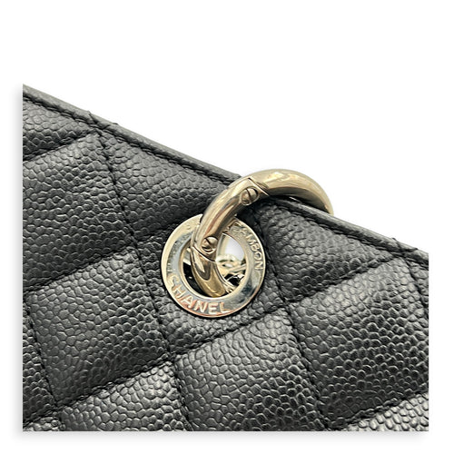 GST Tote Bag Black in Caviar Leather, Silver hardware