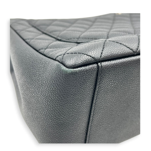 GST Tote Bag Black in Caviar Leather, Silver hardware