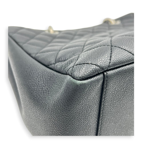 GST Tote Bag Black in Caviar Leather, Silver hardware