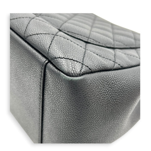 GST Tote Bag Black in Caviar Leather, Silver hardware