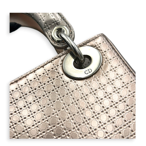 Lady Dior Champagne Top Handle Bag in Patent Leather, Silver hardware