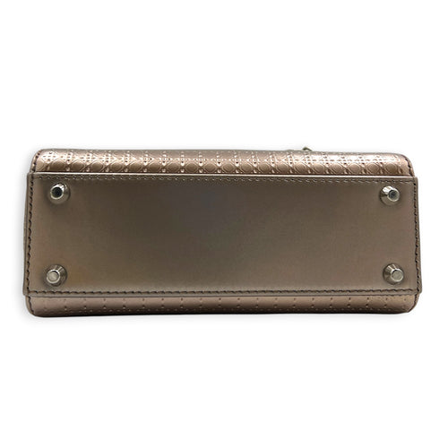 Lady Dior Champagne Top Handle Bag in Patent Leather, Silver hardware