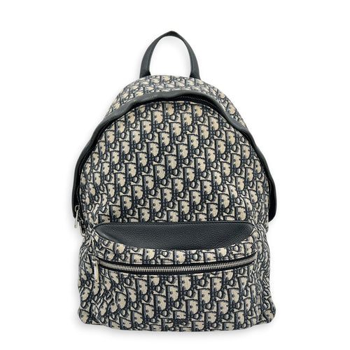 Oblique Backpack Blue in Jacquard, Silver hardware