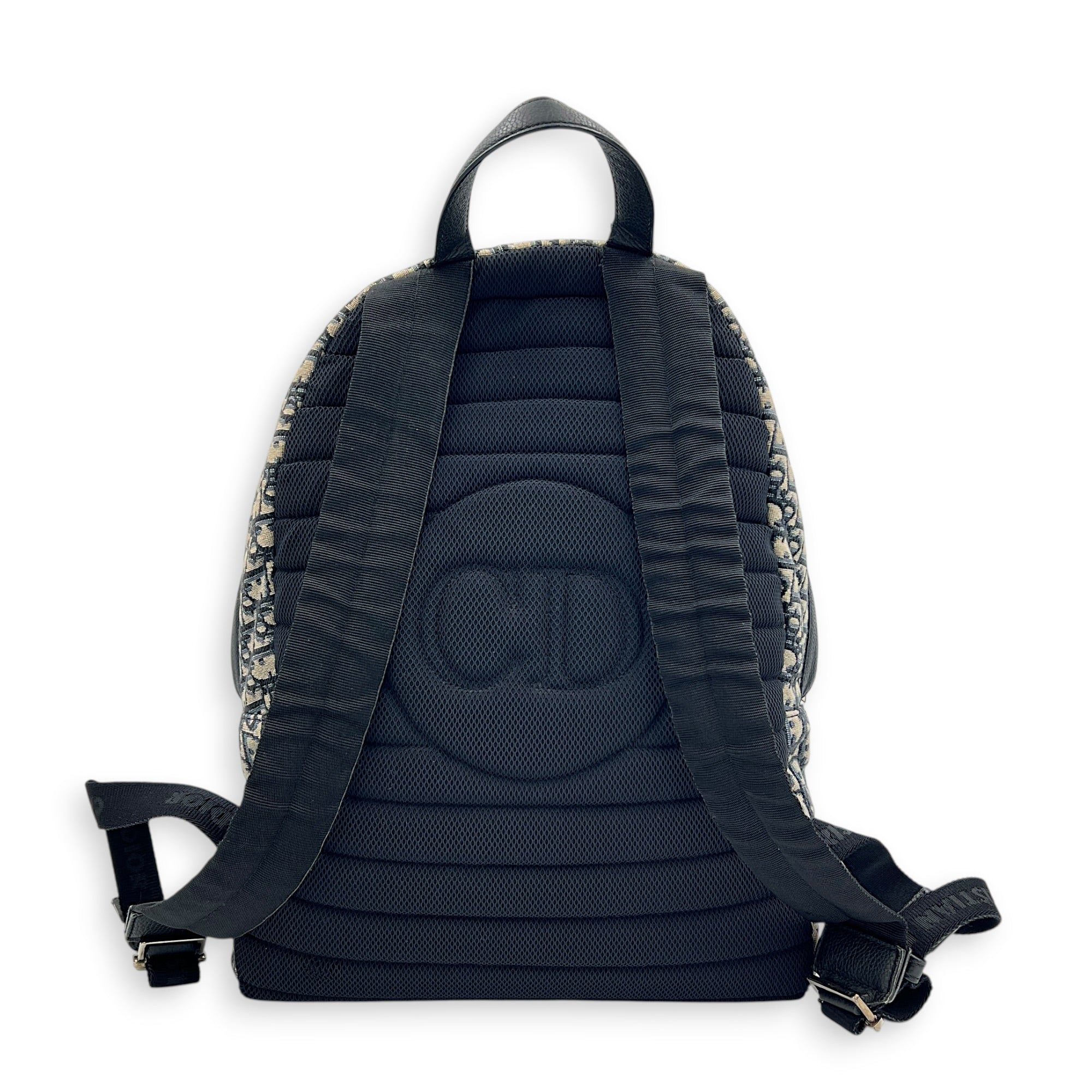 Oblique Backpack Blue in Jacquard, Silver hardware