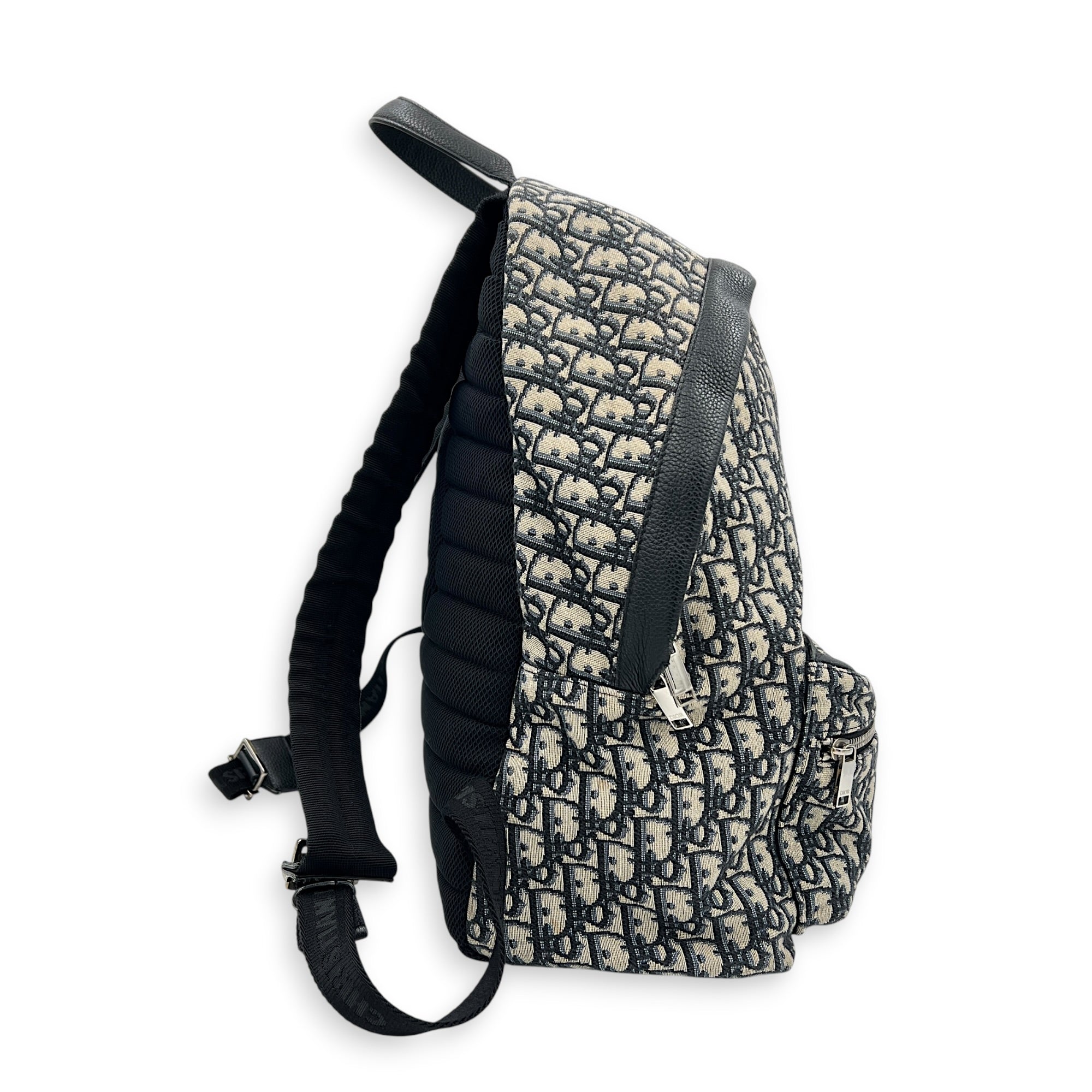 Oblique Backpack Blue in Jacquard, Silver hardware