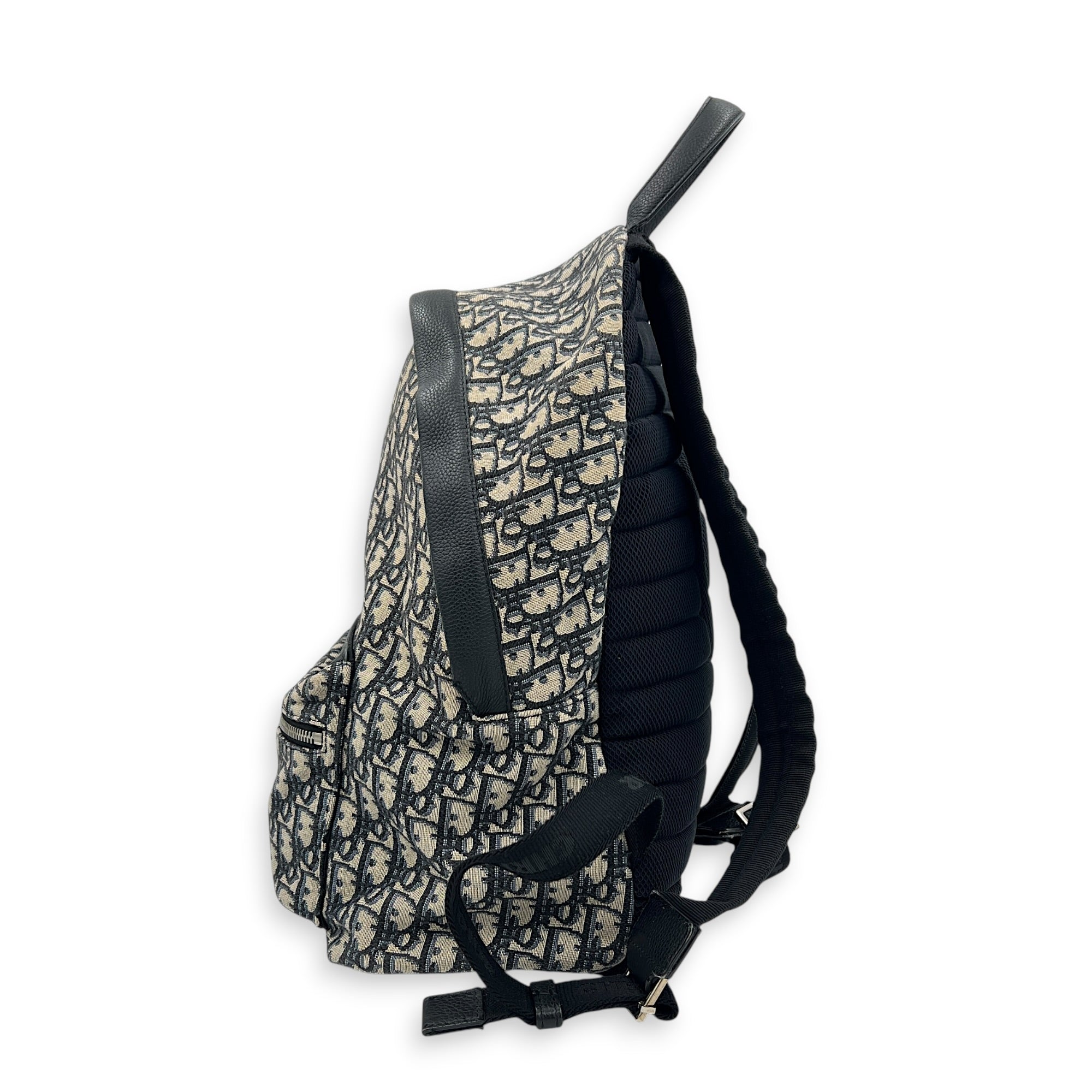 Oblique Backpack Blue in Jacquard, Silver hardware