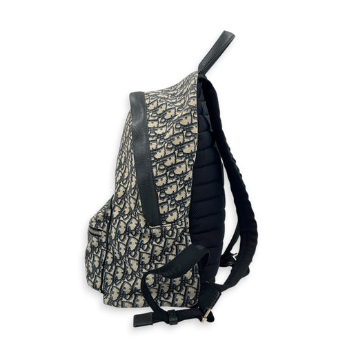 Oblique Backpack Blue in Jacquard, Silver hardware