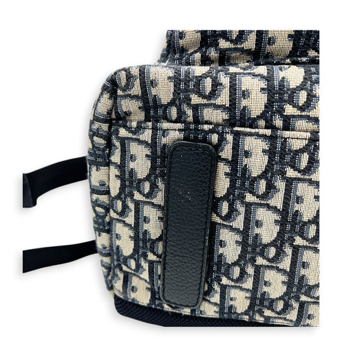Oblique Backpack Blue in Jacquard, Silver hardware
