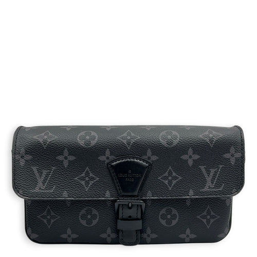 Montsouris Wearable Wallet Shoulder Bag Black in Monogram Coated Canvas, Black hardware